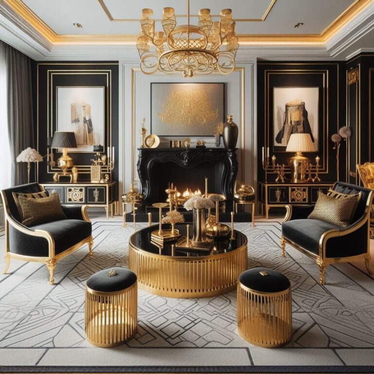 13 Stunning Black and Gold Living Room Ideas