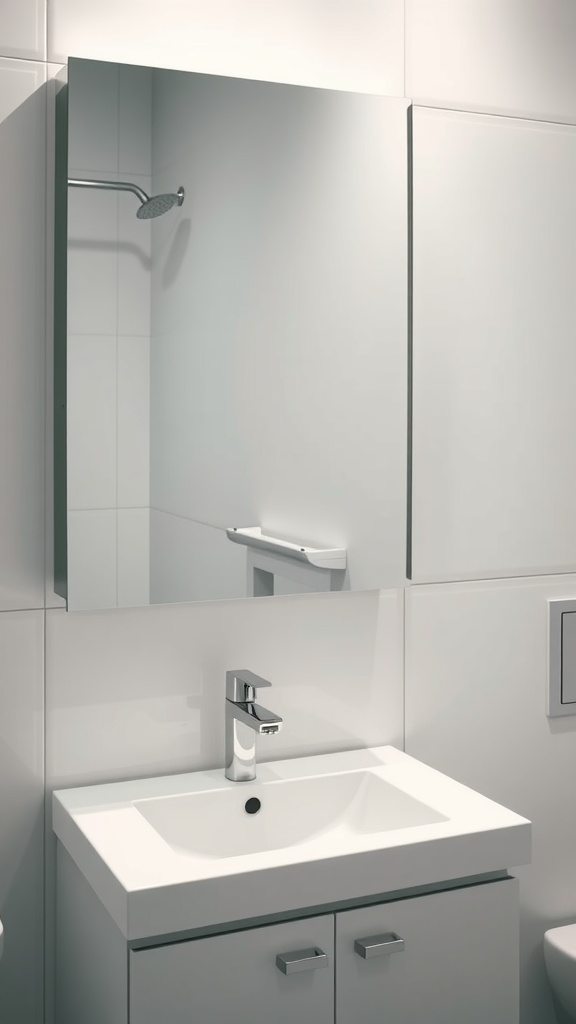 Modern bathroom with a mirrored cabinet above a sink